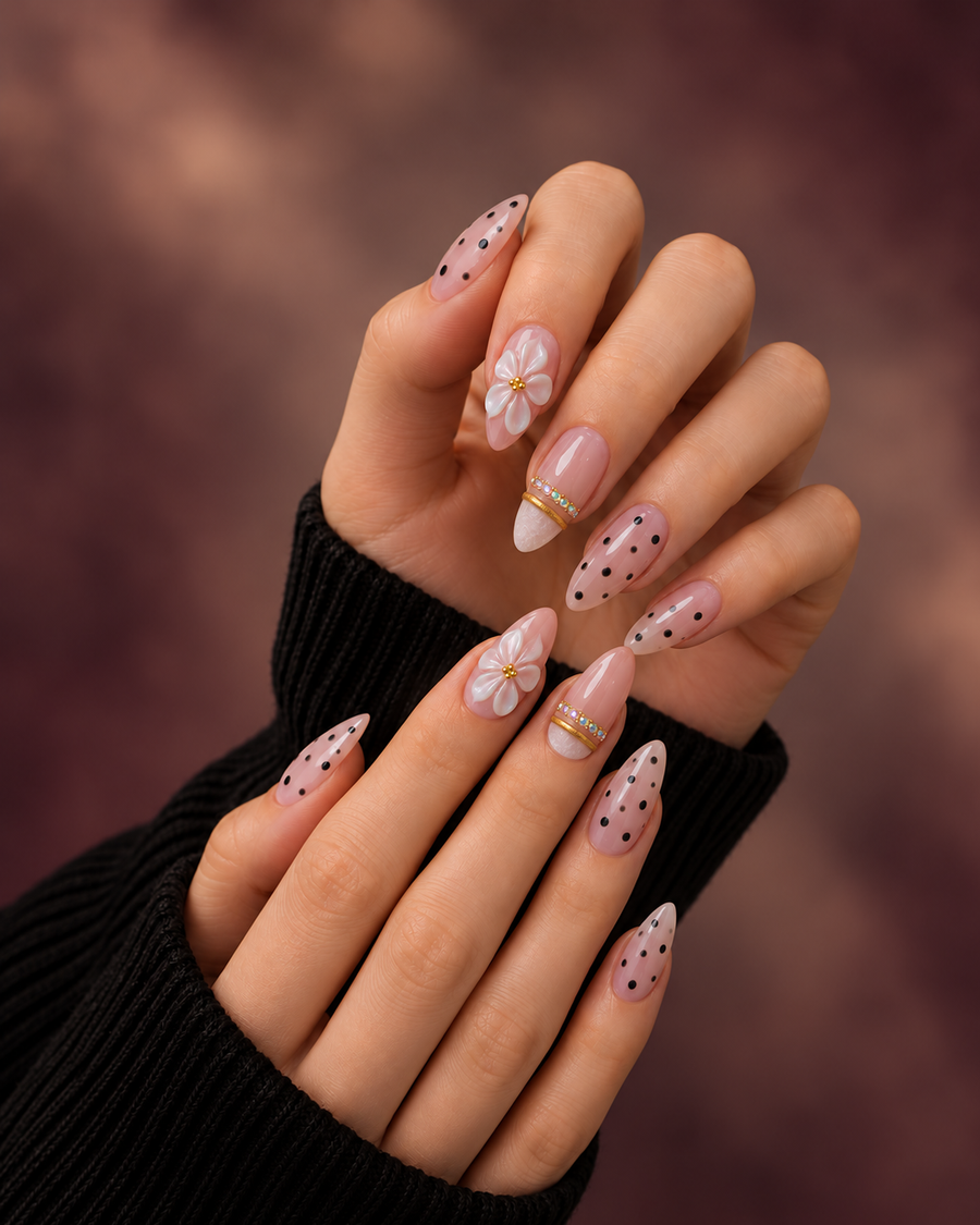 Daisy Polka Charm Press-On Nails