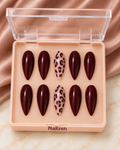 Burgundy Leopard Chic Press-On Nails