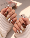Cocoa Wave Gold Press-On Nails