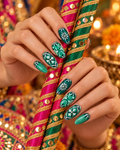 Emerald Garba Bloom Press-On Nails
