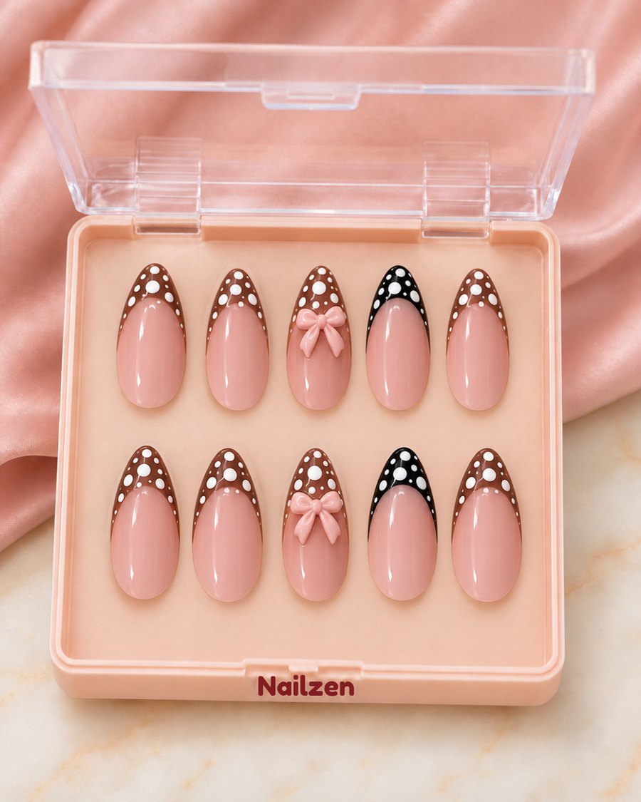 Pink Parcel press-on nails