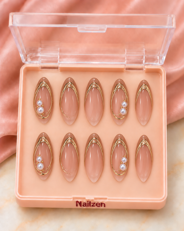 Golden Pearl Wire Press-On Nails