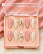 Ivory Tulip Gold Press-On Nails