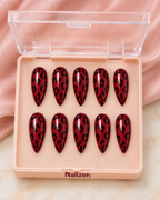 Akakage wine leopard print press-on nails box