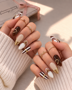 Cocoa Wave Gold press-on nails