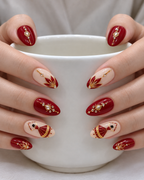 Crimson Diya Gold press-on nails box