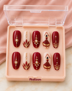 Crimson Diya Gold press-on nails
