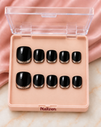 Noir Glitter Pedicure Press-On Toe Nails