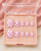 Pink Spot Pedicure Press-On Toe Nails