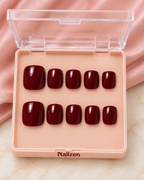 Wine Gloss Pedicure Press-On Toe Nails