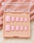 Blush Dot Pedicure Press-On Toe Nails