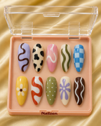 Festive Mosaic leopard and floral mix press-on nails box