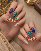 Festive Om Mosaic press-on nails box
