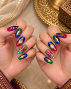 Festive Swastik Jewel press-on nails box