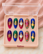Festive Swastik Jewel press-on nails