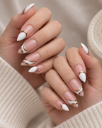 Ivory Gold Marble press-on nails box