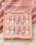 Ivory Gold Marble Press-On Nails