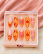 Kesar Marigold Orange press-on nail set in box