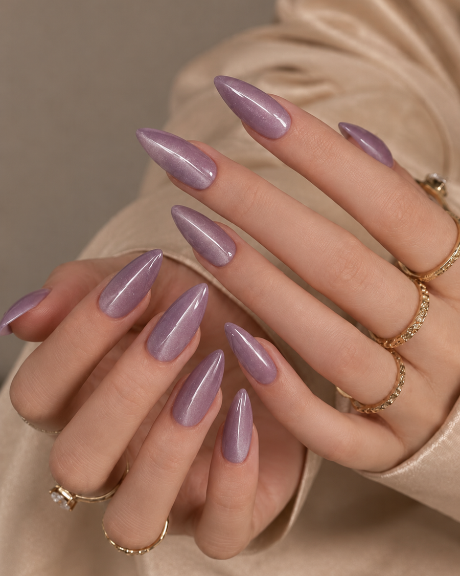 Lavender Frost Gloss press-on nails