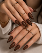 Mocha Glow chocolate ombre press-on nails box