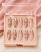 Rosé Pearl Charm press-on nails
