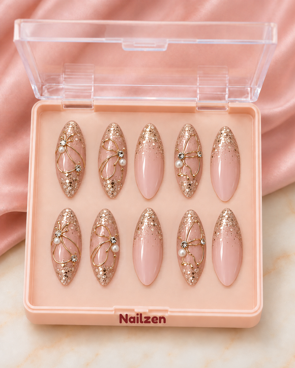Rosé Pearl Charm Press-On Nails