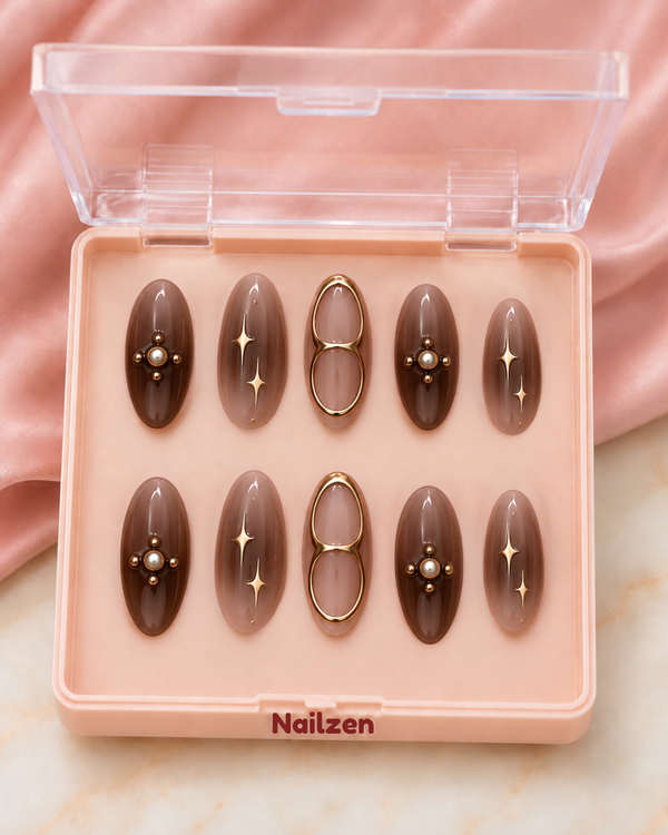 Cocoa Gleam Press-On Nails