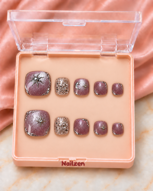 Amethyst Glow Pedicure Press-On Toe Nails
