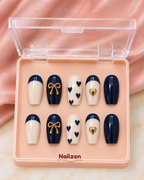 Midnight Bow press-on nails