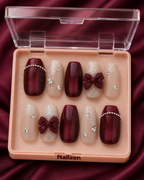 Silver Ember wine marble press-on nails box