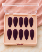 Veloura deep plum gloss press-on nails box