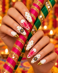 White Lotus Gold Press-On Nails