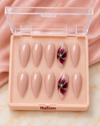 Wine Calligraphy Bloom press-on nails box