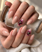 Wine Calligraphy Bloom press-on nails