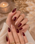 Wine Marble Gloss Press-On Nails