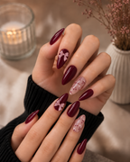 Wine Ribbon Bloom burgundy bow press-on nails box
